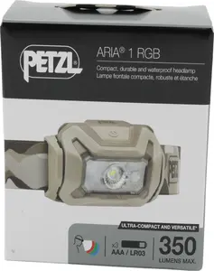 Headlamp Petzl ARIA® 1 RGB camo — Petzl E069BB01, rechargeable compact headlamp with RGB lighting