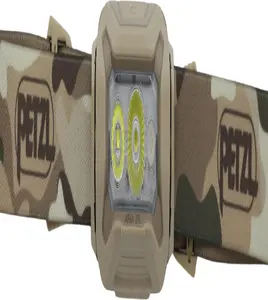 Headlamp Petzl ARIA 2R RGB camo — rechargeable headlamp with RGB LEDs, compact lightweight design