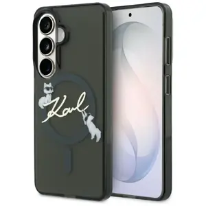 Protective MagSafe-compatible phone case Karl Lagerfeld IML KC Script for Samsung Galaxy S26, Black