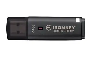 USB flash drive KINGSTON IronKey Locker Plus 50 G2 64GB, USB Type-A, USB 3.2 Gen 1, AES-256, FIPS 197