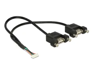 USB cable Sonstige 84839 USB 2.0, 2×USB A (female–female), 0.25 m, gold-plated contacts, black