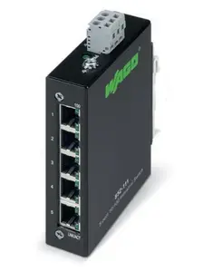 Tīkla slēdzis Wago 852-111 — 5 porti Fast Ethernet (10/100), pilnduplekss, barošana 18–30 V DC