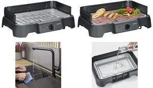 SEVERIN tabletop electric grill PG 8593, 2000 W, rectangular grate, black