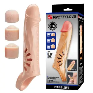 Penis sleeve with extenders, Pretty Love D-245182 — silicone sleeve for length and girth enhancement