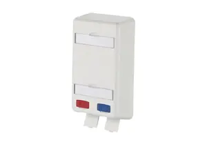 Розетка MetzConnect 1309150102-E — 2×RJ-45 Cat6a, синий/серый/красный, 55×30.5×102 мм