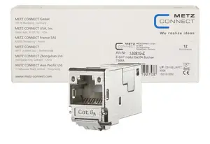 Соединитель проводов MetzConnect 130910-Z — RJ-45 металлический, Cat6a, упаковка 12 шт.