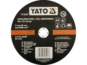 Аксессуар для угловой шлифмашины YATO YT-6107 — режущий диск из нержавеющей стали 230 мм, упаковка 5 шт.