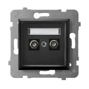Socket outlet Ospel GPA-2UF/m/33, black, dimensions 71×71×39 mm, IP20