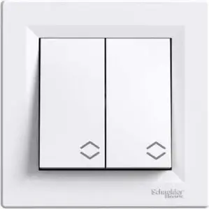 Double staircase switch Schneider Electric ASFORA EPH0600321, screw terminals, white