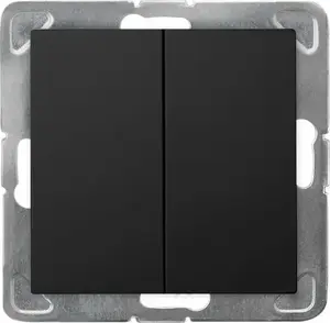 Wall switch Ospel IMPRESJA two-gang candle-style rocker black metallic ŁP-2Y/m/33