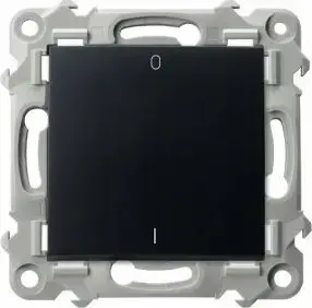 Ospel two-pole switch Szafir ŁP-11Z/m/33 black metallic — flush-mounted electrical switch