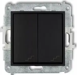 Wall-mounted double stair switch Karlik Icon 12IWP-33 black matte