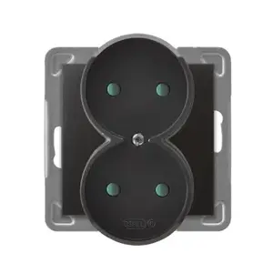 Socket outlet Ospel GP-2YRP/m/50, anthracite, 16 A, IP20, 71×71×45 mm