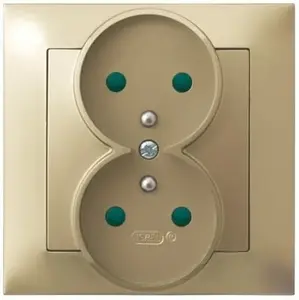 Розетка Ospel GP-2YZP/28, 16 A, IP20, золотой, 84×84×45 мм