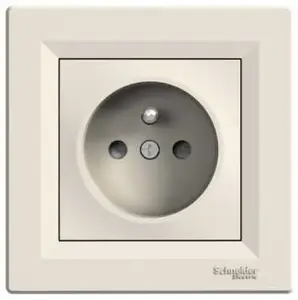 Schneider Electric vienkāršs elektriskās rozetes ar aizkariem, krēma krāsa, modelis EPH2800223