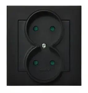 Розетка Ospel GP-2RP/33 — 16 A, IP20, черная, 84×45×90 мм