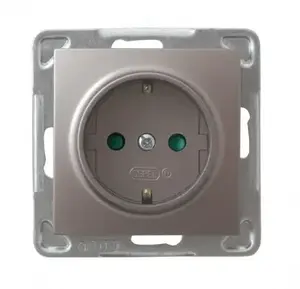 Socket outlet Ospel GP-1YSP/m/23, Titanium finish, IP20, 16 A, 71×71×40 mm