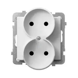 Розетка Ospel GP-2RR/m/00, 16 A, IP20, белая, 71×71×48 мм