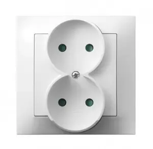 Розетка Ospel GP-2YP/00, 16 A, IP20, белая, 84×84×45 мм