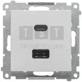Divu USB lādētāja modulis Kontakt-Simon TEC2CAQ.01/143 C+A 30W 230V IP20, matēts alumīnijs