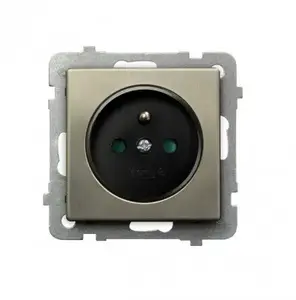 Розетка Ospel GP-1RMZP/M/44 — 16 A, IP20, серебристая, 71×71×37 мм