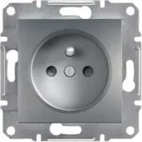 Schneider Electric Asfora одинарная розетка с шторками, стальной цвет (EPH2800262)