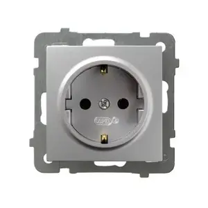 Розетка Ospel GP-1GS/m/18, одногнездовая 16 A, IP20, серебристая, 71×71×40 мм