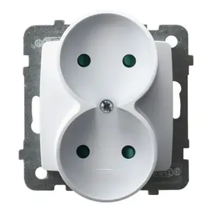 Розетка Ospel GP-2SRP/m/00, 16 А, IP20, белая, 71×71×48 мм