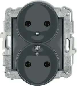 Dubults kontaktligzda ar USB Karlik 28MGPR-2z, grafīta matēta