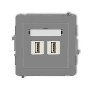 Розетка Karlik 27DGUSB-6 с 2×USB A, степень защиты IP20