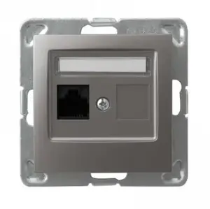 Розетка Ospel GPK-1Y/K/m/23, титан, IP20, 71×71×34 мм