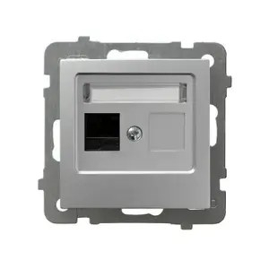 Розетка Ospel GPK-1G/K/m/18, серебристая, IP20, 71×71×33 мм