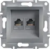 Розетка компьютерная Schneider Electric Asfora 2 x RJ45 кат.6 UTP без рамки стальной (EPH4800162)