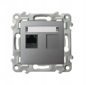 Ospel SZAFIR single computer socket Cat.5e GPK-1Z/K/m/70 grey matte