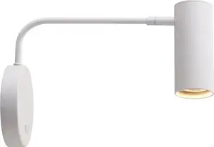 Sienas lampa Zuma Line Tubo 20034-WH-N — regulējama balta caurules lasīšanas gaisma GU10 1x50W ar slēdzi