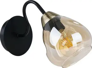 Sienas lampa Candellux Unica 21-00866 melna/zelta, dūmakains stikls, 1xE27