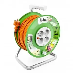 Power extension reel KEL STANDARD LINE 20 m H05VV-F 3x1.0 mm² 4xGS 10 A black