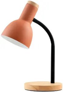 Table lamp Italux Senza TB-37263-OG 1xE27 5W wooden base orange shade