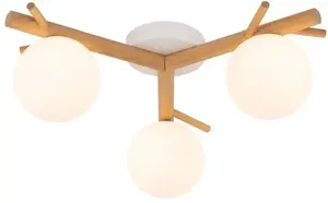 Griestu lampa TK_LIGHTING Sheron 5308 — 3x6W G9, balta ar priedes akcentiem