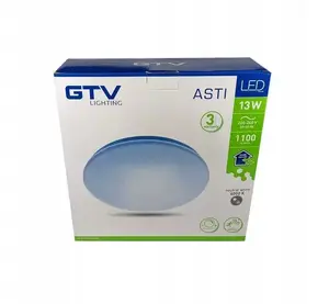 Griestu LED lukturis GTV ASTI-D13 13W 1100 lm 4000K ar mikroviļņu kustības sensoru AC220-240V IP44 Ø254mm balts