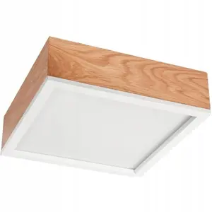 Ceiling lamp LAMKUR Oak Square 49021, 2x15W E27, oak/white
