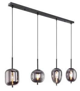 Ceiling light GLOBO 15345-4, glass and metal, E14 fitting, 40W, 230V, Ø185×H1200mm