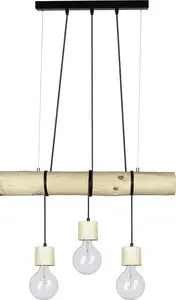 Kulons griestu lampa SPOT Light Trabo Pino 68315350 — krēmkrāsā ar koka elementiem