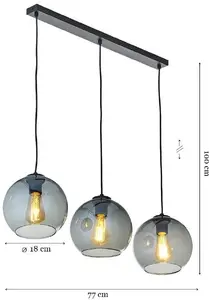 Подвесной светильник No name TK Lighting Cubus 2818, 3×15W E27, черный/графит с зеркальным эффектом