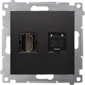 HDMI + RJ45 Cat6 Module outlet, Kontakt-Simon Simon 54 series, black matte DGHRJ45.01/49