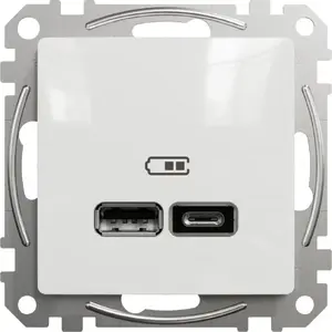 Wall USB Outlet Schneider Electric Sedna Design SDD111402, USB A + USB C 2.4A, white