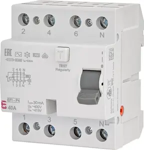 УЗО (дифференциальный автомат) 4P 40A 30мA тип AC Eti-Polam EFI-P4 AC 40/0.03 002061612