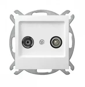 Розетка Ospel GPA-10GPZ/m/00, одинарная, белая, IP20, 71×71×34 мм