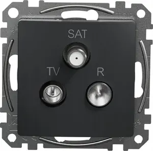 Розетка R/TV/SAT оконечная 4 дБ Schneider Electric Sedna Design, чёрный антрацит