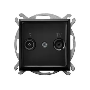 Розетка Ospel GPA-UK/m/33 — британская розетка, чёрная, IP20, 71×71×35 мм